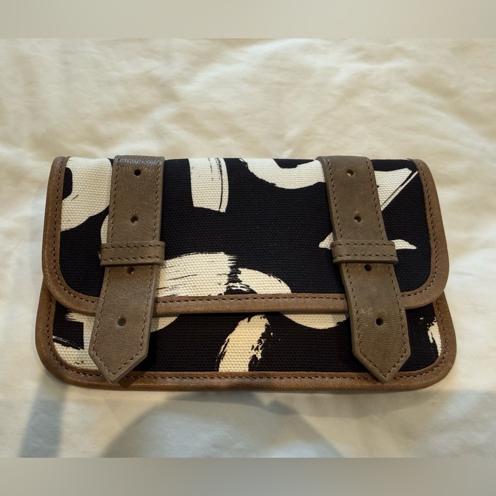 Proenza Schouler Black and White Canvas Buckle Clutch